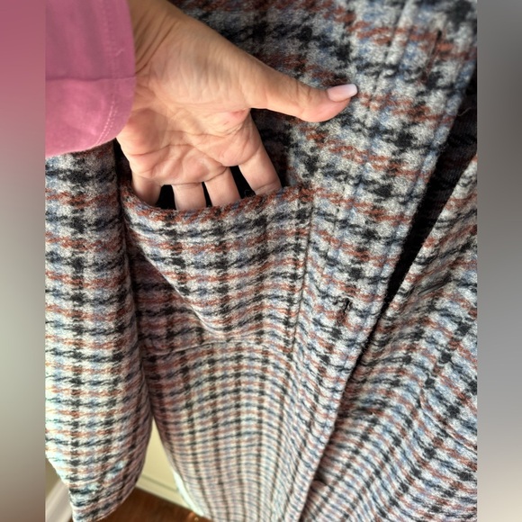 NWT GAP Plaid Unlined Wool Blend Shacket Jacket SZ L Brown Blue Gray Black - Picture 8 of 14